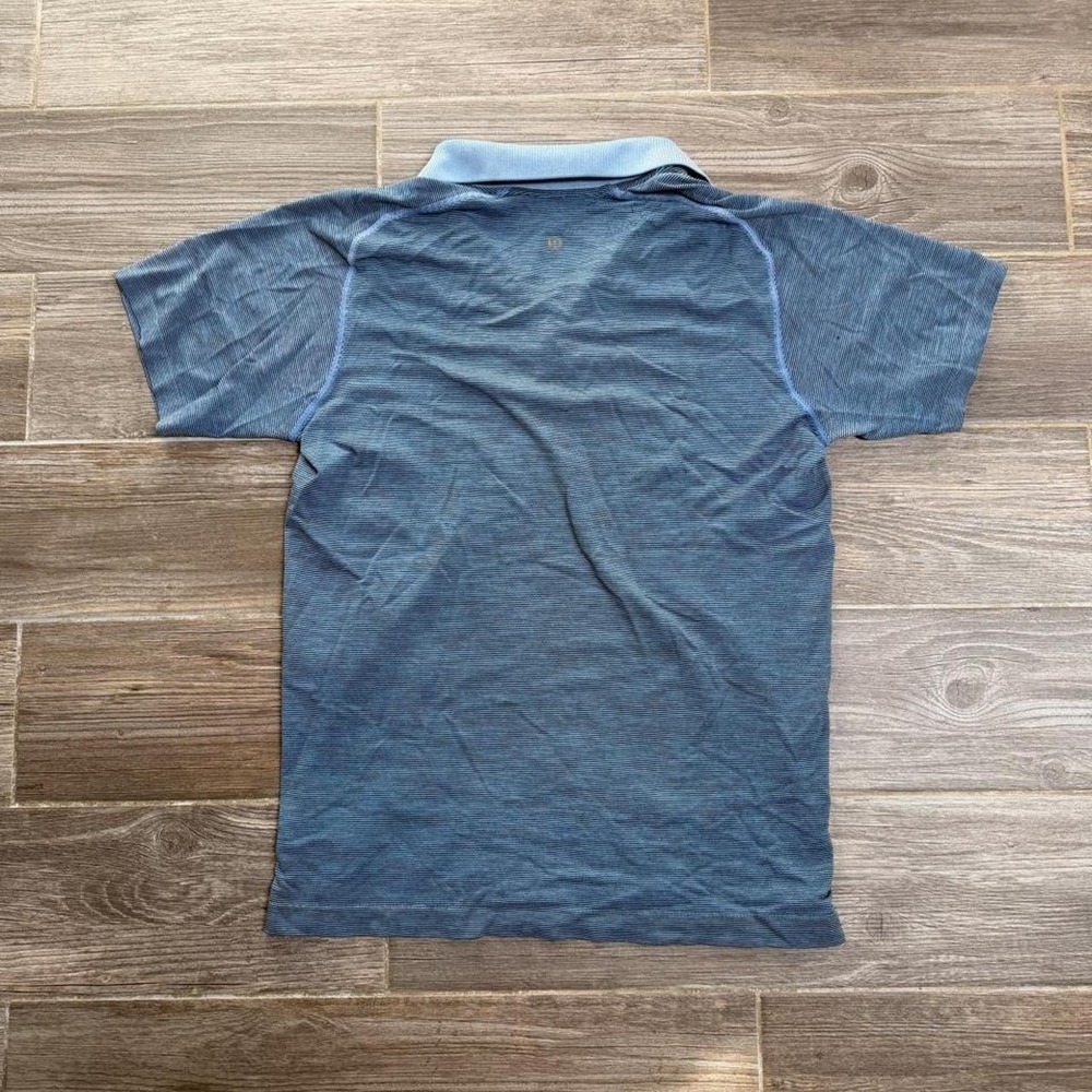 Lululemon Polo Shirt Metal Vent Tech Size M Blue Grey Stained Athletic Golf